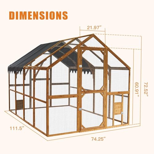 Endark 110'' Large Walk-in Chicken Coop with Waterproof Roof — Spacious Outdoor Enclosure, Pet Playpen, and Farm Poultry Cage Featuring Durable Wooden Construction and Rain Protection (Brown) - color: Brown