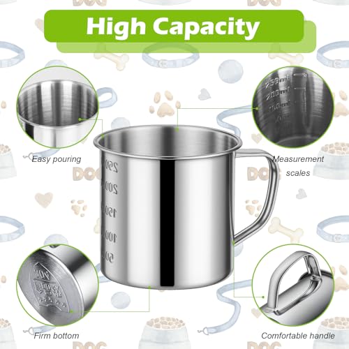 Dog Food Scoop 1 Cup,304 Stainless Steel Measuring Cups with Handle Pet Food Scoop Cup Measuring Scoop for Dogs, Cats, Birds & Rabbits – Ideal for Dry Food & Treats - size: 1 cup