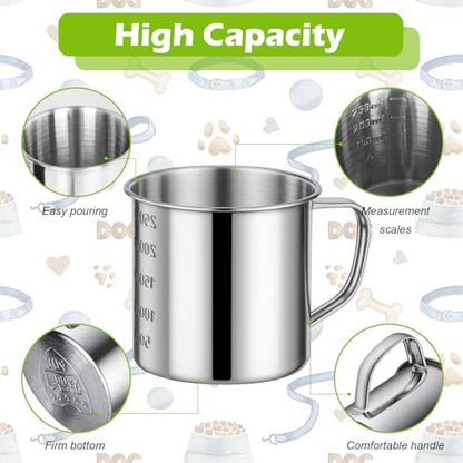 Dog Food Scoop 1 Cup,304 Stainless Steel Measuring Cups with Handle Pet Food Scoop Cup Measuring Scoop for Dogs, Cats, Birds & Rabbits – Ideal for Dry Food & Treats - size: 1 cup