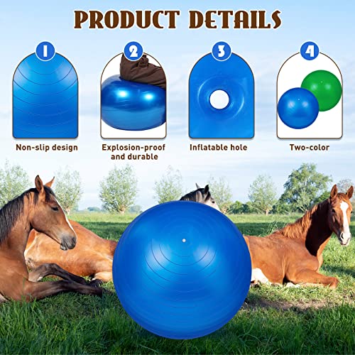 Sotiff 2 Pcs 40 Inch Horse Ball for Play Large Horse Big Equine Herding Anti Burst Dog Ball Soccer Giant, Pump Included(40 Inch,Green, Blue) - color: Green, Blue