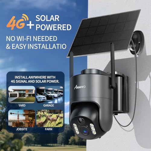 No WiFi Security Camera, 4G LTE Cellular Security Cameras Wireless Outdoor for Home/Farm/Jobsite, 2.5K True 4MP Off Grid Camera with SD & SIM, PIR Sensor, 2-Way Audio, Color Night Vision, Grey