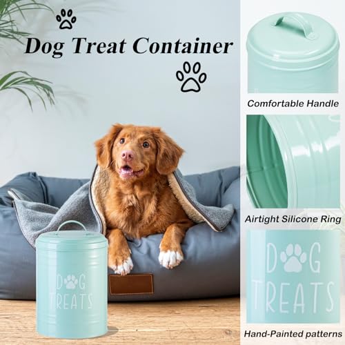 Dog Treat Container Airtight, Dog Treat Jar with Lid - 9x5.5'' Metal Dog Cookie Jar for Farmhouse Kitchen Counter, Green Pet Treat Container, Dog Treat Storage Container for Dogs, Cats - color: Green - Single