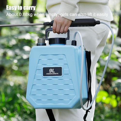 Battery Powered Sprayer,Backpack Can Rechargeable,Battery Operated Sprayer with Adjustable Shoulder Strap - for Home Outdoor Plant Agriculture Backyard Yard Lawn Farm - color: 9L sky blue