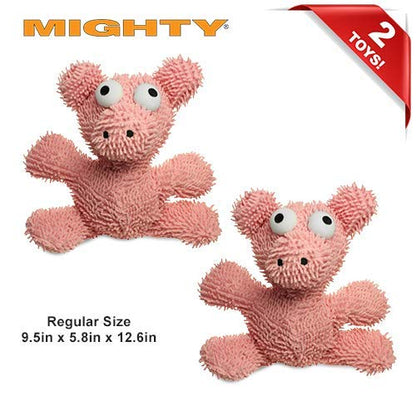 MIGHTY® 2 Pack Microfiber Large Pig Ultra Durable Plush Dog Toy | Multiple Layers & Reinforced Seams , Washable and Floats , Mighty® Construction - color: 2PK Pink Pig