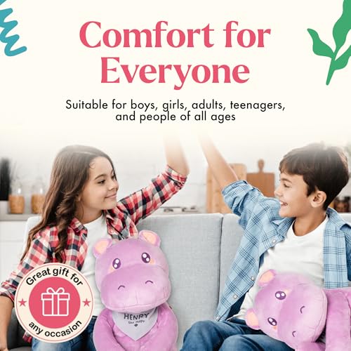 Lilly's Love Weighted Stuffed Animals for Adults & Kids — 5lb Calming Hippo Plush for Anxiety, ADHD & Sensory | Machine Washable Weighted Stuffed Animal w/Removable Insert | Henry The Hippo - color: Hippo