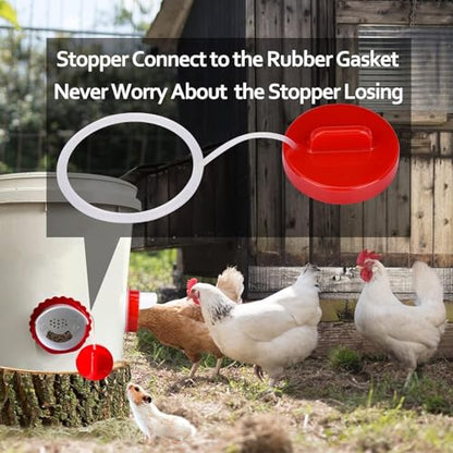 Chicken Feeder Port Kit –4 Pack Automatic Poultry Feeder Cups for Buckets & Bins, No Waste Rainproof DIY Chicken Feeders for Hens, Ducks & Other Poultry - size: 4-Pack