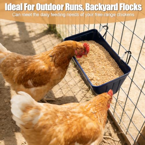 Chicken Feeder Waterer,Duck Feeder,Hanging Goat Feeder,5 Quart*3 Pack,Blue | Feeder Trough for Sheep Poultry Dog Livestock,Fences & Walls Feeder Trough,Easy to clean,Easy to install,Includes clips - color: 3 Pack Blue