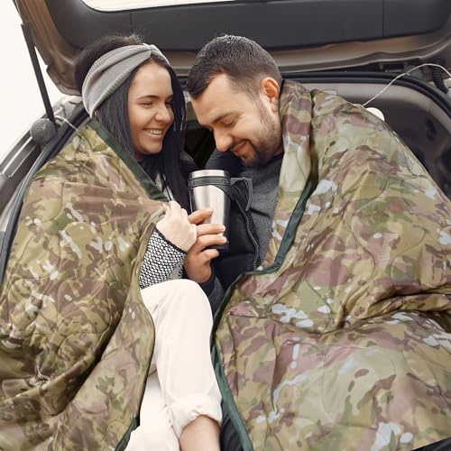 Mirzoyan Woobie Blanket, Military Poncho Liner Camo Insulated Camping Woobie Blanket for Outdoor Hiking (Yellow-cp) - color: Yellow-cp