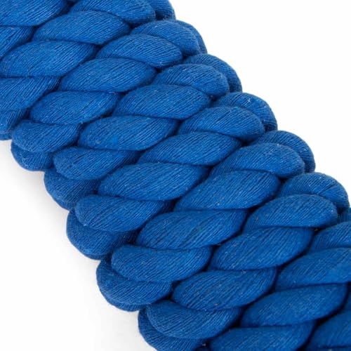 Jeffers Equine Twisted Cotton Horse Lead Rope with Brass Bolt Snap, 10" Long x 3/4" Thick, Equestrian Lead for Horses & Livestock, Training, Grooming, Stable, Barn, Ranch & Trailer Use - Blue