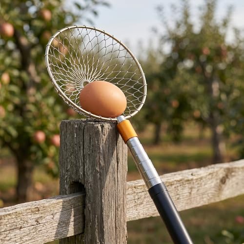 Kisangel 2pcs Chicken Egg Collecting Basket, Portable Metal Wire Holder with Telescopic Handle, Lightweight Egg Grabber for Gathering from Nest Boxes, 59 Inch Max Length