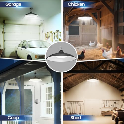 Solar Shed Lights Indoor Outdoor, 3200LM Motion Sensor Pendant Light Daytime Available with Remote & Button Control, IP65 Waterproof 4 Lighting Modes for Barn Garage Gazebo Chicken Coop Shop - 1 Pack - size: 1 Pack
