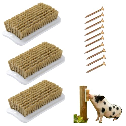 3 Pcs Enrichment Brush Toys for Mini Pet Pigs, Self-Grooming and Scratch Brush for Mini Pigs, Suitable for Installation On Trees, Fences, Wooden Stakes, and Pigsties