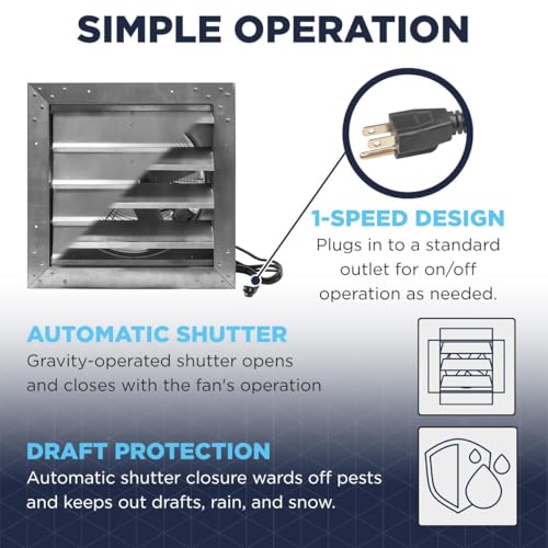 Maxx Air Exhaust Fan - Efficient and Durable Ventilation And Cooling Solution, Extraction Fan, No Cheap Materials (14" Exhaust Fan) - size: 14" Exhaust Fan