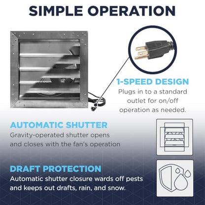 Maxx Air Exhaust Fan - Efficient and Durable Ventilation And Cooling Solution, Extraction Fan, No Cheap Materials (14" Exhaust Fan) - size: 14" Exhaust Fan