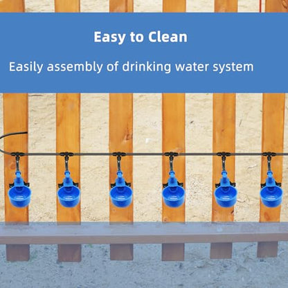 Automatic Chicken Waterer – Float Controlled 6 pcs Chicken Water Cups with Hose Fitting, No-Spill Chickens Watering System,Quick-Connect Poultry Water Dispenser.