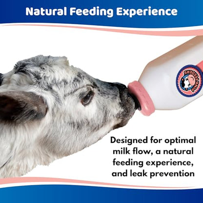 Three Nipple Calf Feeder 4.5 Gallon with Thriver Screw-in Teats, One-Piece UV-Protected Multi Calf Milk Feeder, Fence Mount Livestock Nursing System for Farm & Ranch Use - Part #PF3