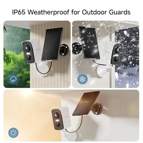 fanxiang 2K Wireless Security Camera Outdoor with Solar Panel & 64GB Card, Rechargeable Battery Camera Wireless WiFi, 300° Pan Rotating, PIR, Color Night Vision, AI Motion Detection, 2-Way Audio, IP65 - style: Solar Camera with Card