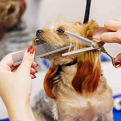 Dog Combs for Grooming, Metal Cat Comb for Removing Tangles and Knots, Professional Grooming Tool for Long Haired Dog, Cat and other pets