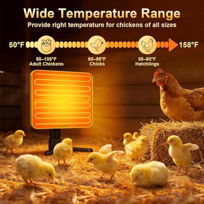 Chick Brooder Plate - Energy Efficient Chick Heating Plate with Adjustable Height and Angle, 50-158°F Digital Temp Control for Winter Chicken Coop, Brooder Box, Ducklings