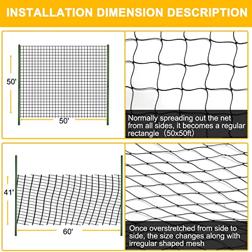 BSTPCOO Bird Netting 50'x50' with 1" Square Mesh Bird Net Garden Nettings for Chicken Coop Roof, Poultry Netting Heavy Duty Nylon Net Aviary Nettings Deer Fence Hawk nets for Chicken Run - size: 50'×50'-1''