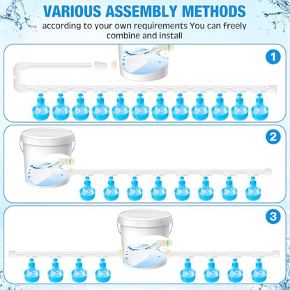 Complete Set Pipeline Automatic Chicken Waterer Cups System with 1/2 PVC Tee Fittings and Other Parts Automatic Poultry Nipple Waterer Chicken Watering Cups for Quail Duck Goose