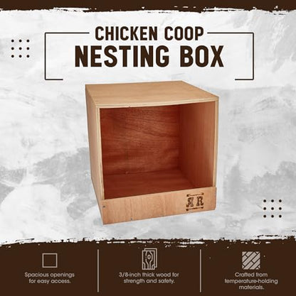 Rugged Ranch Studio 12"x12"x12" Single-Compartment Hen Nest Cubby for 1 to 2 Hens - Wooden Chicken Coop Accessory for Interior Use, Furniture-Grade Wood, Easy Assembly