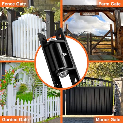 7" Heavy Duty Gate Hinges, 2 Pack High Strength Steel Wall Mount Gate Hinge 1100LBs Load Capacity, Black Gate Hinges for Metal Fence Farm Wood Gates