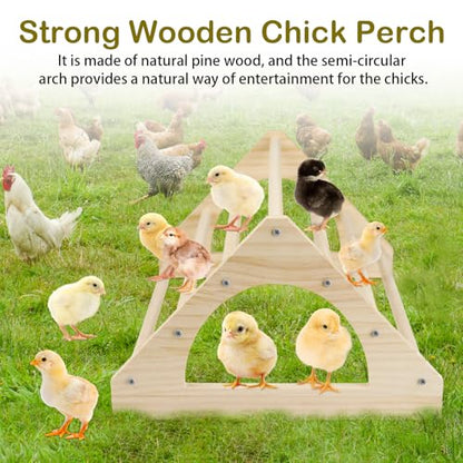 Large Wood Pine Chick Perch, 14.4" L x 10.6" W x 6.7" H Wooden Perch Chicks Toys for Coop and Brooder, Strong Chicken Jungle Gym Roosting Bar for Baby Chicks