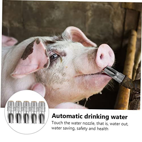 ORFOFE 5pcs Stainless Steel Pig Water Feeder Nozzles Durable Drinker Nozzle for Livestock Anti-Splash Design for Efficient Water Usage Animal Husbandry