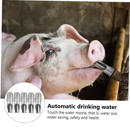ORFOFE 5pcs Stainless Steel Pig Water Feeder Nozzles Durable Drinker Nozzle for Livestock Anti-Splash Design for Efficient Water Usage Animal Husbandry