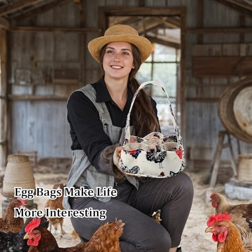 Egg Collection Basket, Egg Bags, Portable Eggs Carrier, Eggs Gathering Basket with 7 Pouches for Home Garden Farm Use