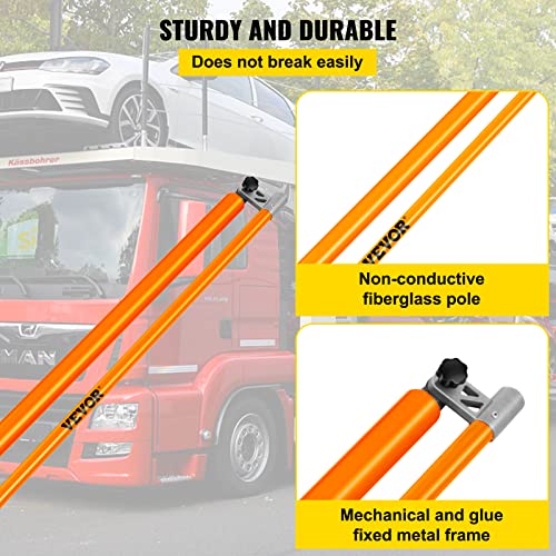 VEVOR Load Height Measuring Stick, 20' Sturdy Fiberglass Truck Height Stick with Adjustable Pole, Non-conductive Truck Height Measuring Stick with Carrying Bag, Height Stick for Trucks, Car Haulers - size: 20ft