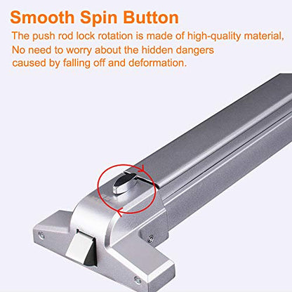 Push Bar Door Lock with 6 Keys, Emergency Exit Door Hardware with Handle, Aluminum Commercial Push Bar Panic Exit Device Left/Right Compatible - color: With Handle