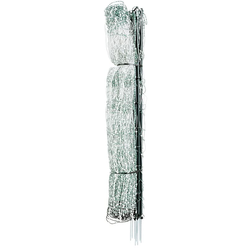 Premier 1 PoultryNet® 48"H x 100'L Portable Electric Single Spike Fence | Rigid PrimaPosts™ for Extra Strength | Green/White Fence for Chickens, Ducks, Geese - color: Single Spike, Green/White
