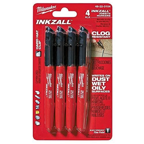 Milwaukee 48-22-3104 Inkzall Point Marker, Fine, Black, 4-Pack - size: 1 Count (Pack of 1)