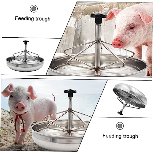 Yardwe Stainless Steel Feeding Trough for Livestock Thicken Design Easy to Feeder for Pigs Goats and Other Farm Animals Silver