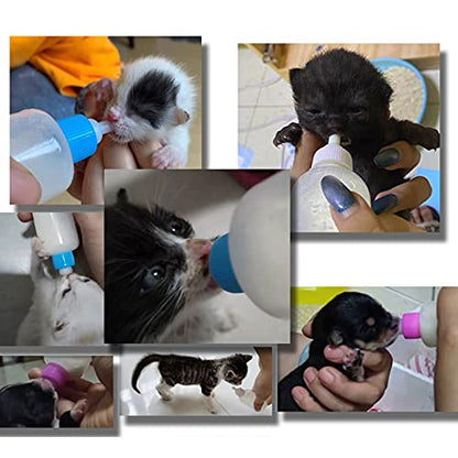 Pet Bottle Kit, Squeeze Liquid Replaceable Silicone Teat for Newborn Kittens, Puppies, Rabbits, Small Animals Replacement Teat Cat Feeding Bottle Feeding Tool