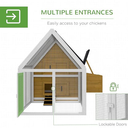 PawHut 65" Chicken Coop Wooden with Detachable Run, Outdoor Chicken House Poultry Cage Hen with Nesting Box, Removable Tray, Roosting Bars, Ramp, for Garden Backyard, Natural - color: Natural
