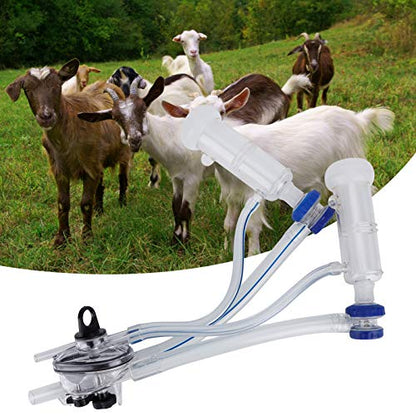 GLOGLOW Goat Milking Cluster, Sheep Milking Kit with Milker Claw Assembly for Mobile Milking Machine Teat Cup Milk Collector for Farm Animals