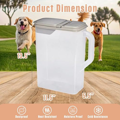 Buddeez Pet Food Storage Container - 8 Quart Capacity Dog / Cat Food & Bird Seed Container with Durable EZ Grip Handle, Flip Gray Lid (includes 1 Cup Clear Scoop) - size: 8 Pounds