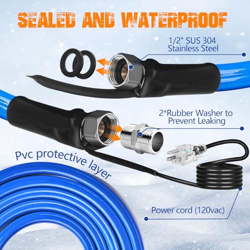 30FT Heated Water Hose for RV, Freeze Protection to -45°F, Lead-Free & BPA-Free, Safe for Campers, Gardening, Livestock, Home Use - size: 30FT