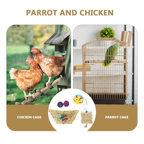 Beaupretty 5PCS Chicken Treat Ball Kit Hanging Bird Set for Parrots and Chickens with Feeder Ball Chewing and Weaving for Pet Entertainment and Foraging Random Color