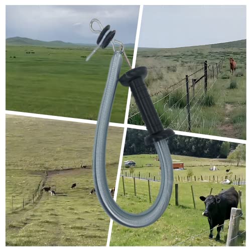 2 Set Electric Fence Spring Gate Kit 16.4ft | Open/close gate without power off. High tensile galvanized spring