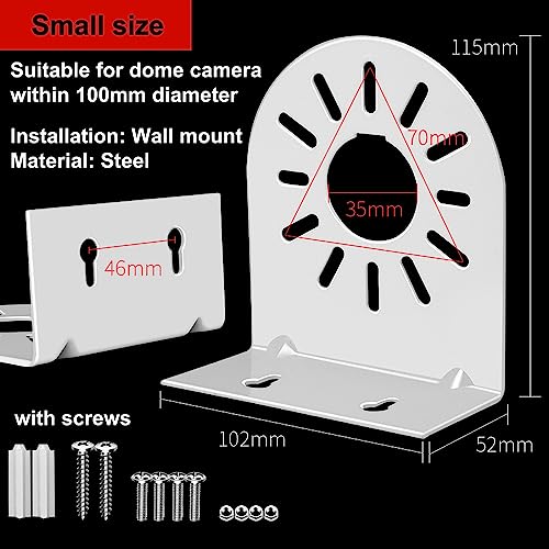 2-Pack Heavy-Duty L-Shaped Dome Camera Mount Bracket | Universal Metal Wall Mount for Hikvision, IP & CCTV Security Cameras | 18LBS Capacity, Indoor/Outdoor Use