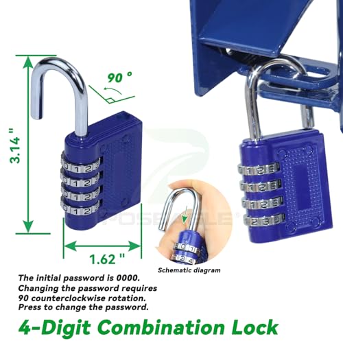 Blue S16100100 Two Way Lockable Gate Latch with Hardware, 4-Digit Combination Lock and 2 inch Philip Screwdriver for Metal Gates with 1-5/8" to 2" Diameter Round Tubes - color: A03 1xLockable Gate Latch for 1-5/8" to 2" Tubes