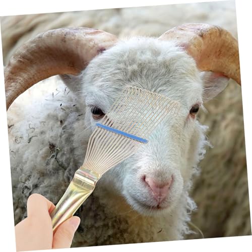 HANABASS 2pcs Livestock Rake Ergonomic Dematting Tool for Sheep Cattle Grooming Durable Steel Teeth Brush for Shearing and Cleaning