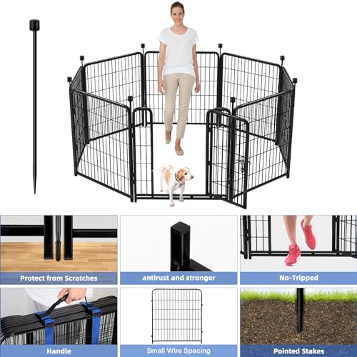 ADAVIN Tall Garden Fence 40 in(H)×31 Ft(L) 14 Panels, Heavy Duty Iron Metal Fence with Gate Low Threshold, Dogs Rabbit Fences Outdoor Camping, Flower Bed Fencing Border, Temporary Black Yard Fences - size: 14panels-40in(H)×31ft(L)