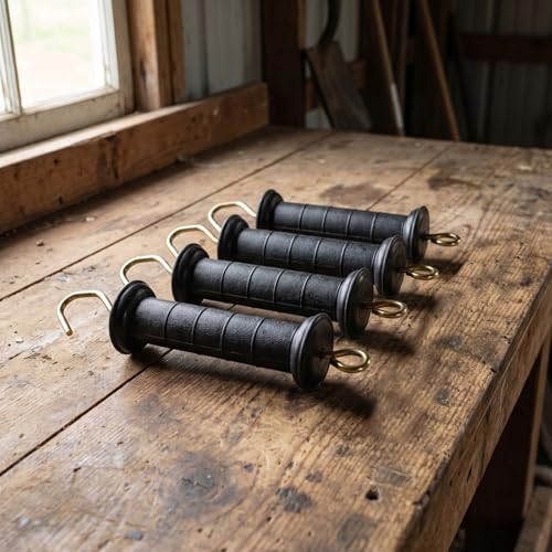 4pcs Plastic Electric Fence Insulator Handles for Garden and Agricultural Fields, Easy Installation Gate Accessories with Spring Wire Design, Sturdy Pp and Iron Material for Fence