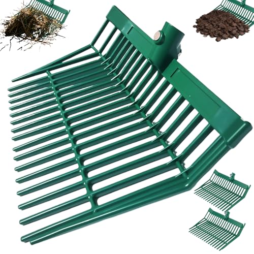 2 Green hay Fork Heads, 18-Tooth Manure Fork Replacement Head, ABS Plastic Material, with Screws and Nuts, Suitable for Shoveling Horse, Cattle, Sheep Manure and Gardening hay, etc(Two Green) - color: Green
