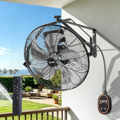 Amico 20 Inch Wall Mount Fan with Remote, 9-Speed Industrial Metal Fan, High Velocity Wall Fan with Brushless DC Motor, 4600 CFM Commercial Fans for Garage, Greenhouse, Warehouse, shop, Patio, Outdoor - size: 20 inch